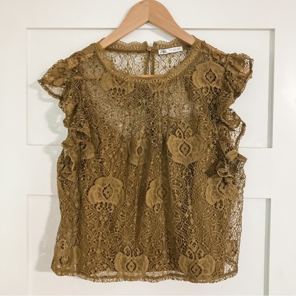 Zara Lace Top with built-in Camisole Size L - Picture 4 of 10